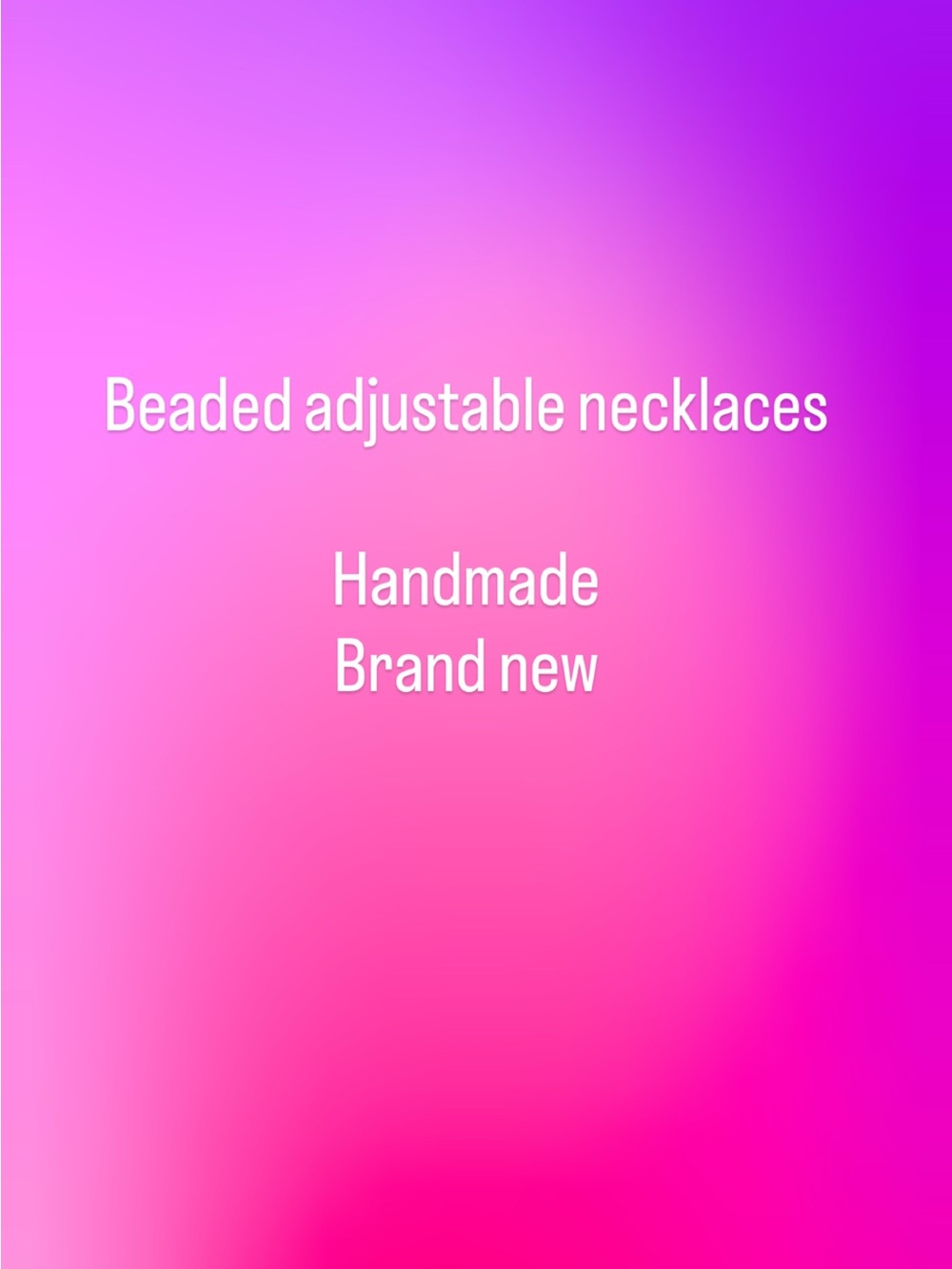 Beaded adjustable necklaces - handmade brand new